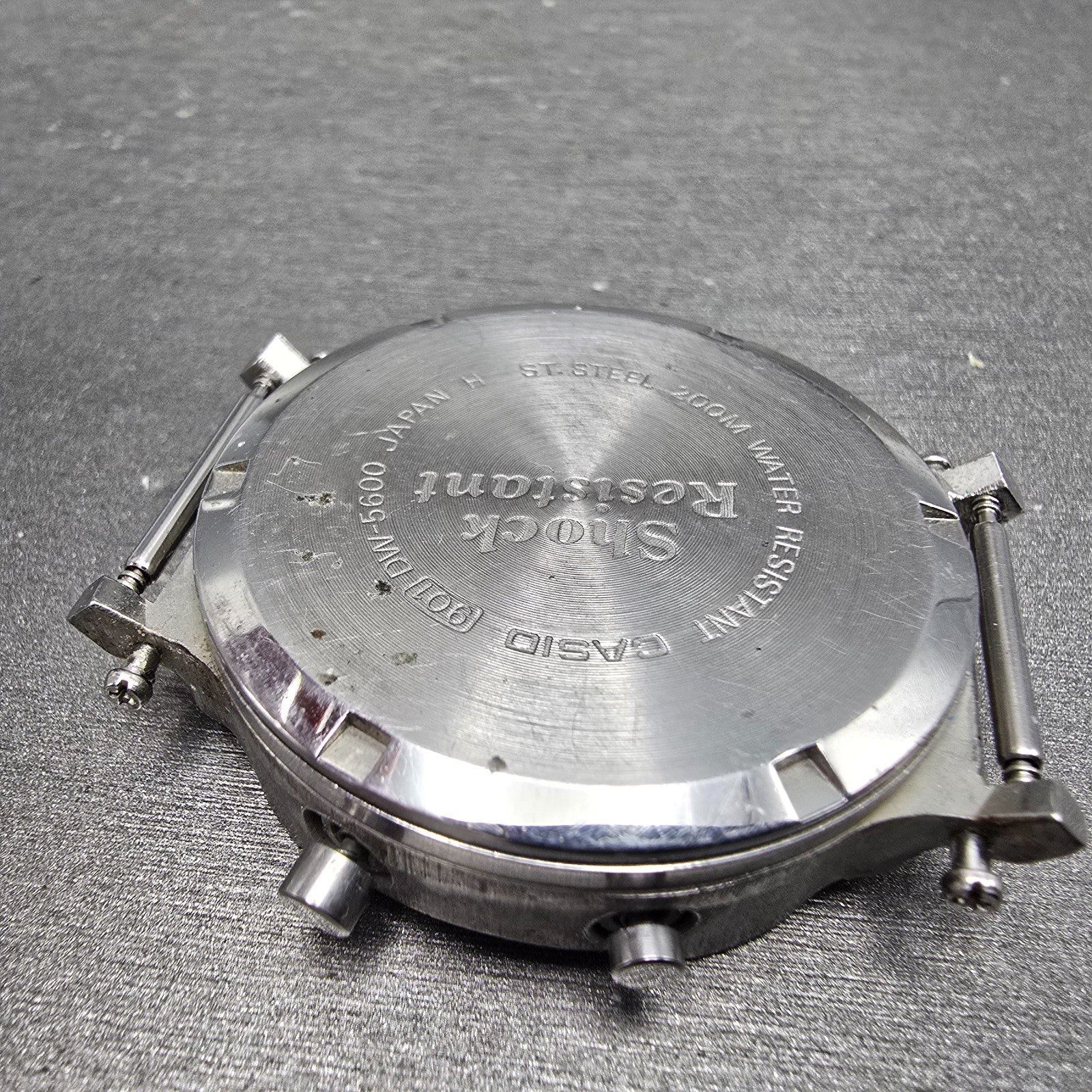 Casio DW-5600 Watch Men 38mm Silver Digital Alarm Chrono 901 New Battery VTG AB7