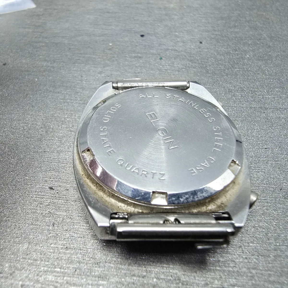 Elgin LCD Watch Men 32mm Blue Dial Stainless Steel Vintage Quartz Digital PARTS11