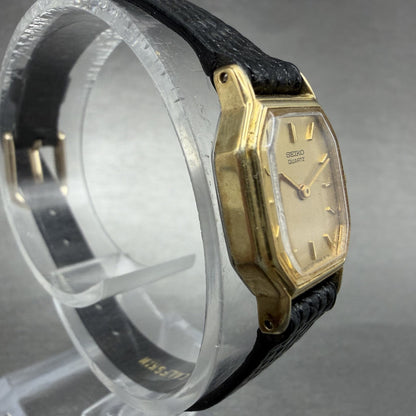 Seiko Watch Women 16mm Champagne Dial Gold Tone Octagon 2c20-5769 New Battery3
