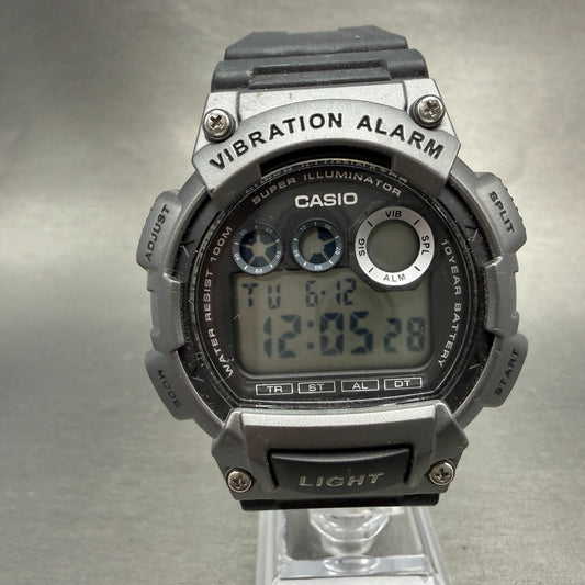 Casio W-735H Watch Men 45mm Digital Black Silver Vibration Alarm Chrono New Batt0