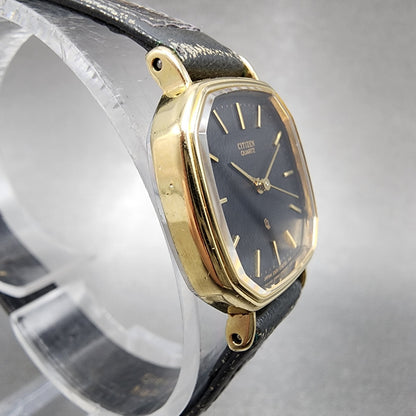 Citizen CQ Watch Women 23mm Black Dial Gold Tone Octagon 2931291603 New Battery3