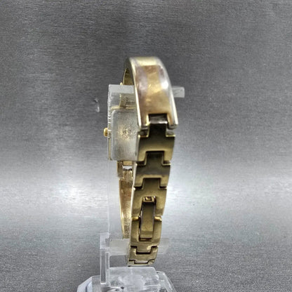 Citizen Eco-Drive Tank Watch Women 14mm White Dial Gold Crystal Bangle Works7
