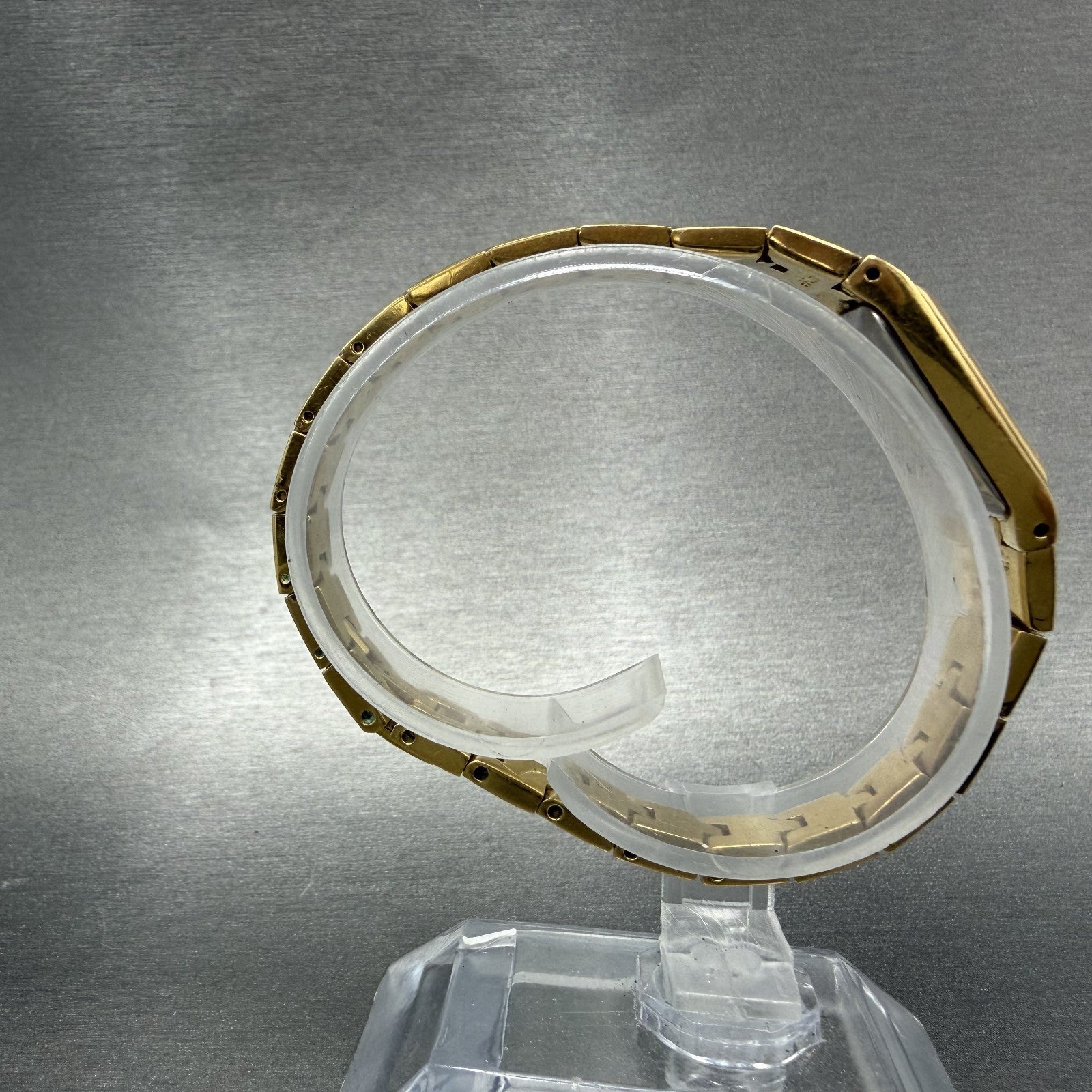 Seiko Watch Women 13mm Gold Dial Gold Tone Rectangle 2E20-7479 New Battery ABCD8