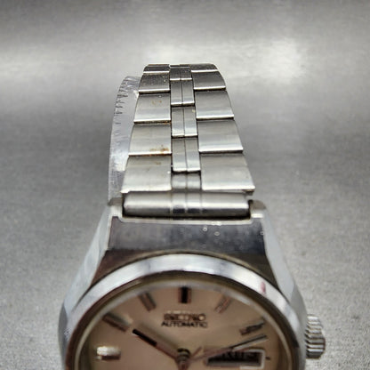 Seiko Automatic Watch Women 26mm White Dial Silver Tone Daydate Round Runs4