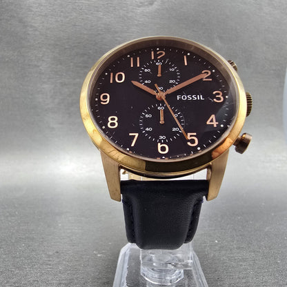 Fossil Townsman Chronograph Watch Men 44mm Blue Dial Rose Gold Tone Round NewBat5