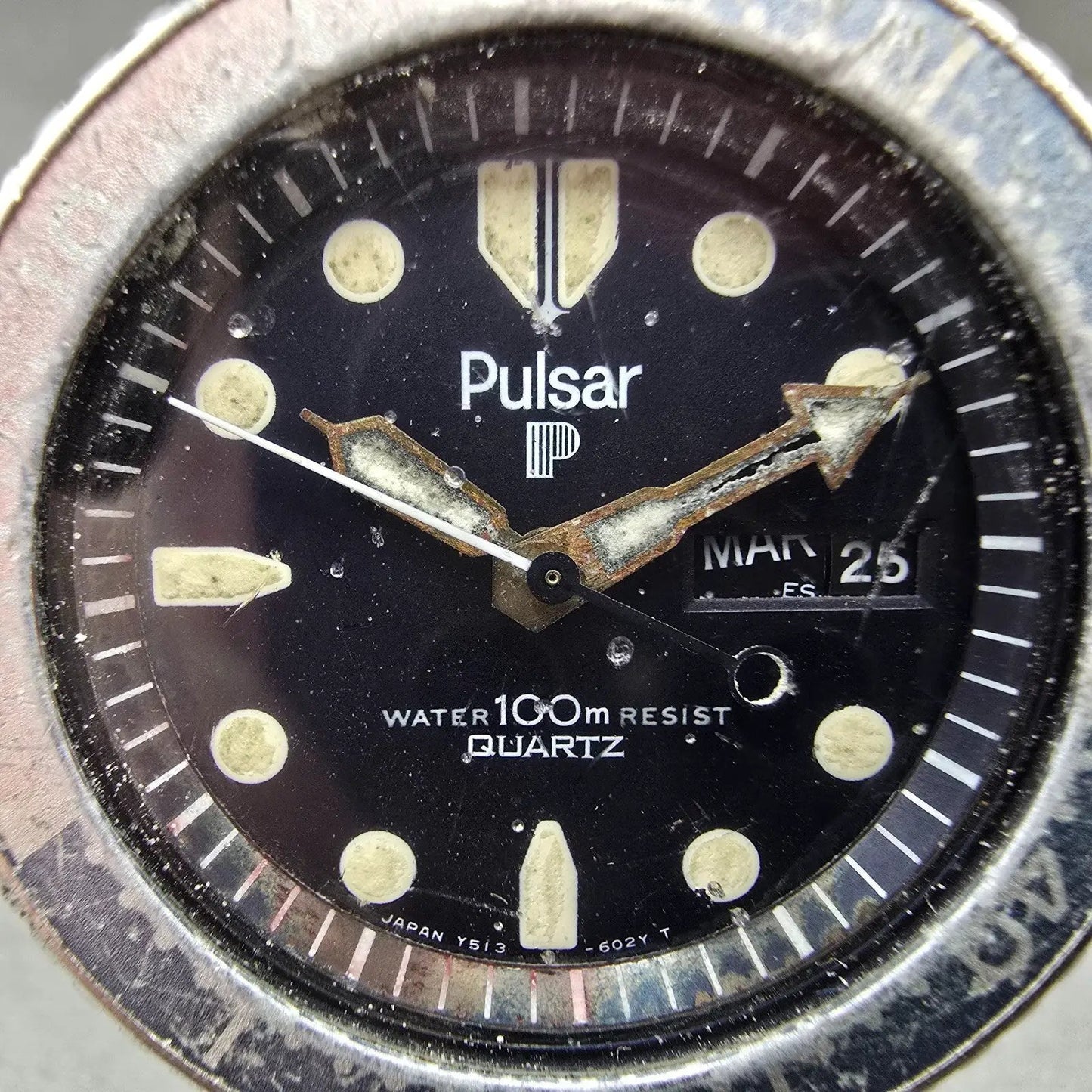 Seiko Pulsar Pepsi Dive Watch Men 41mm Black Dial Steel Daydate Y513-6019 PARTS2