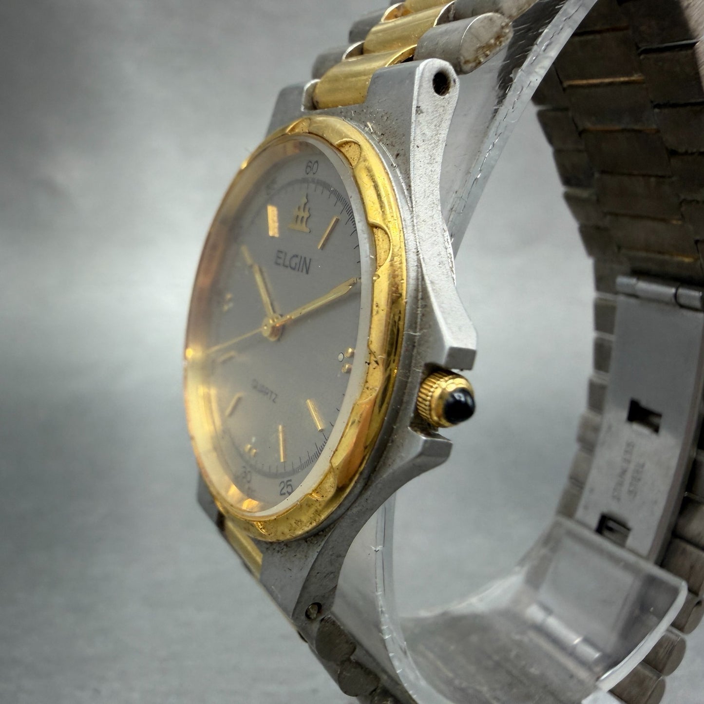 Elgin Watch Women 30mm Silver Dial Two Tone Round FK262 New Battery Vintage2