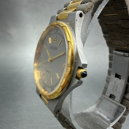 Elgin Watch Women 30mm Silver Dial Two Tone Round FK262 New Battery Vintage2