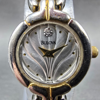Bulova Watch Women 20mm Silver Dial Two Tone Round 98P15 New Battery Diamond1