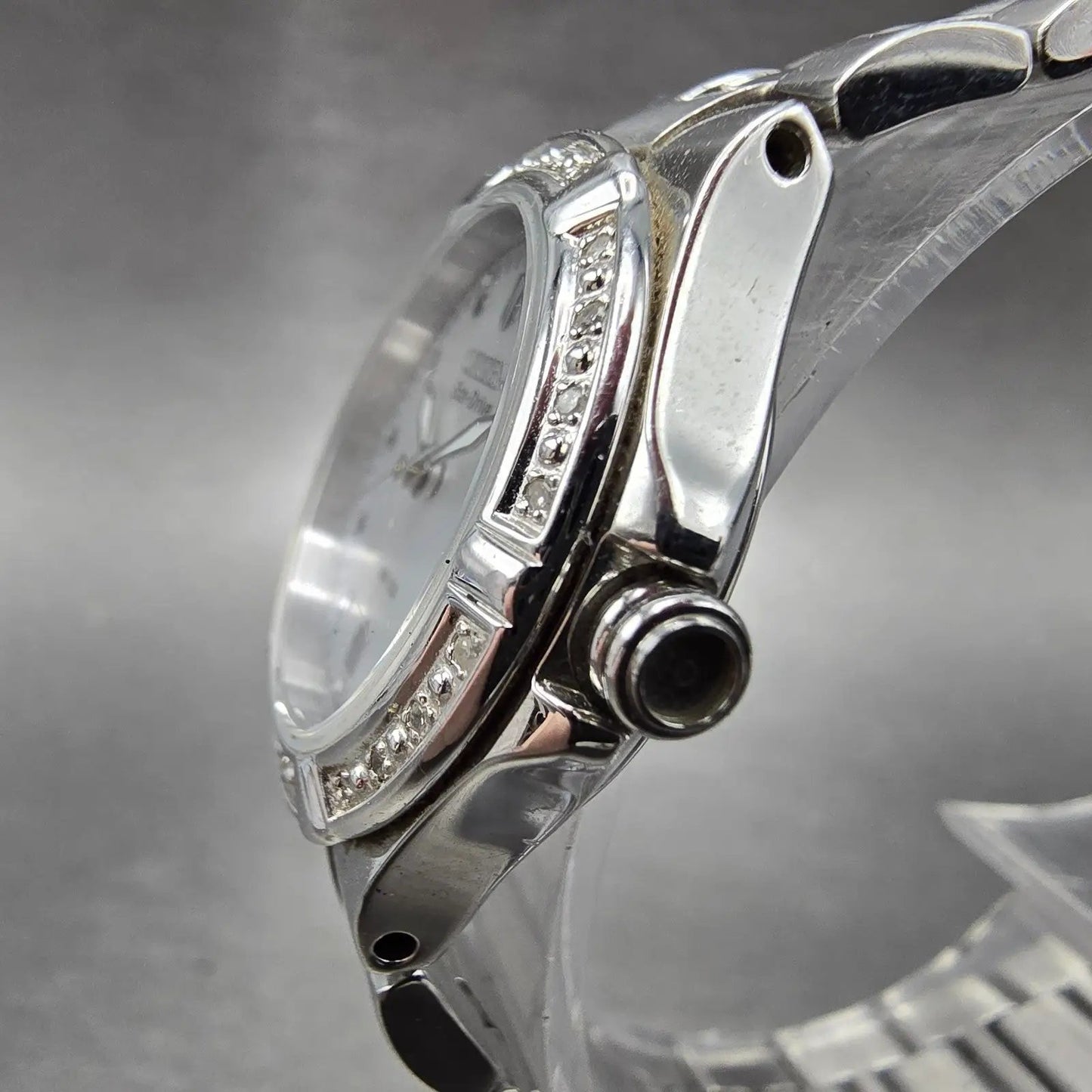 Citizen Eco-Drive Watch Women 26mm MOP Dial Silver Tone Gemmed E011-S043697 RunL2