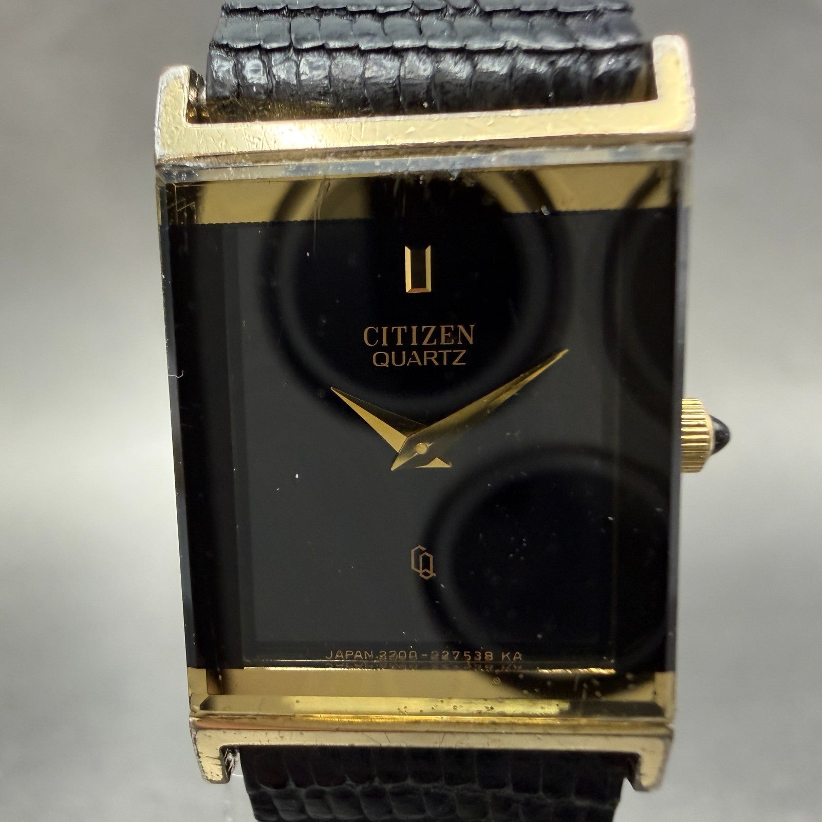 Citizen Tank Watch Women 16mm Black Dial Gold Tone Rectangle New battery VTG1