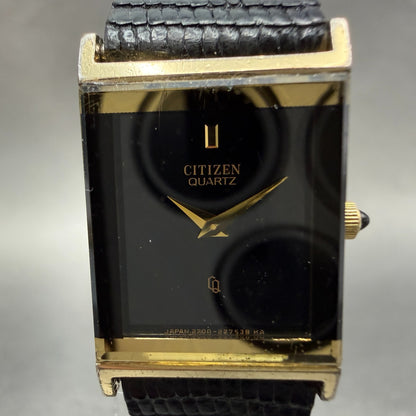 Citizen Tank Watch Women 16mm Black Dial Gold Tone Rectangle New battery VTG1