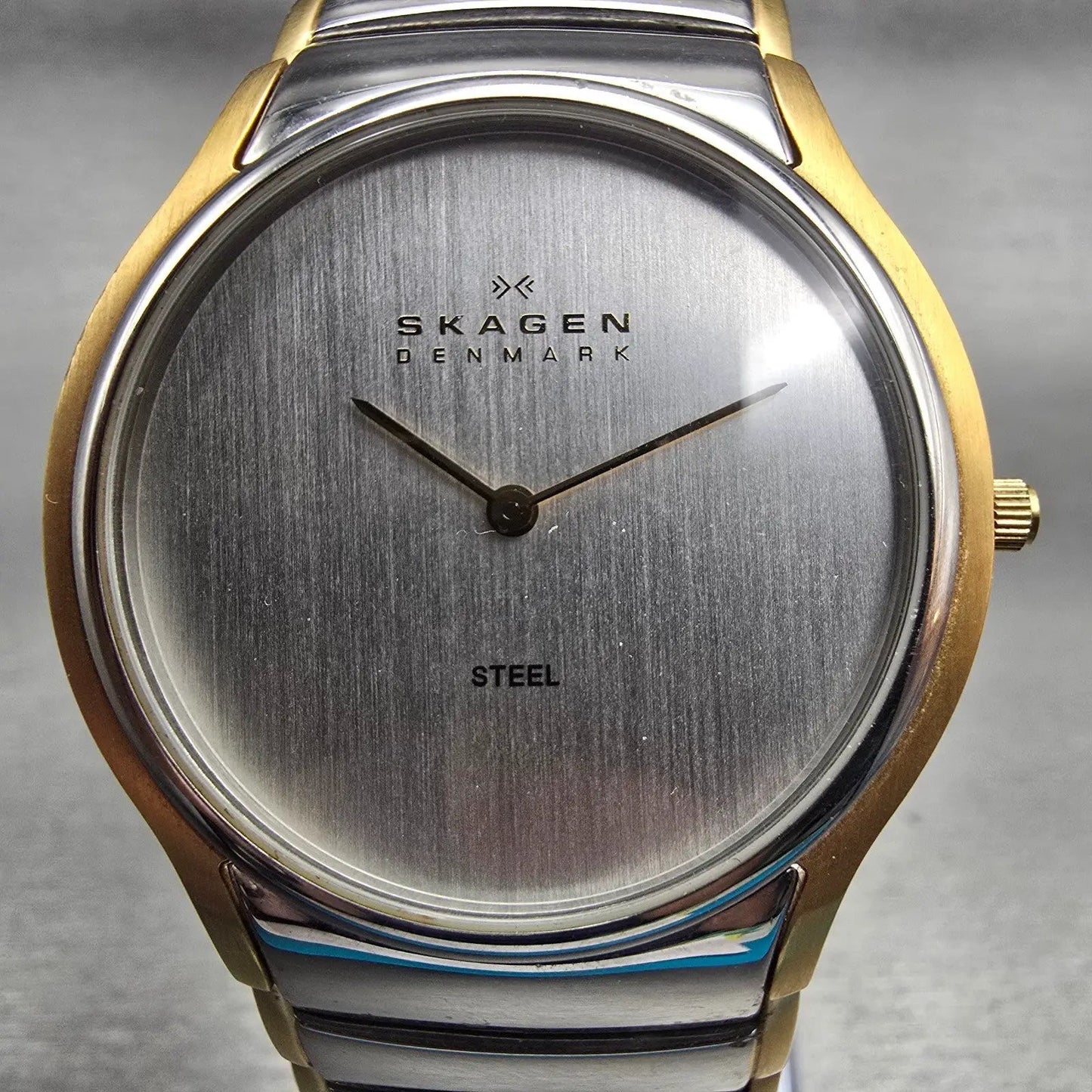 Skagen Denmark Watch Men 38mm Silver Dial Two Tone Round 256GLX New Battery5