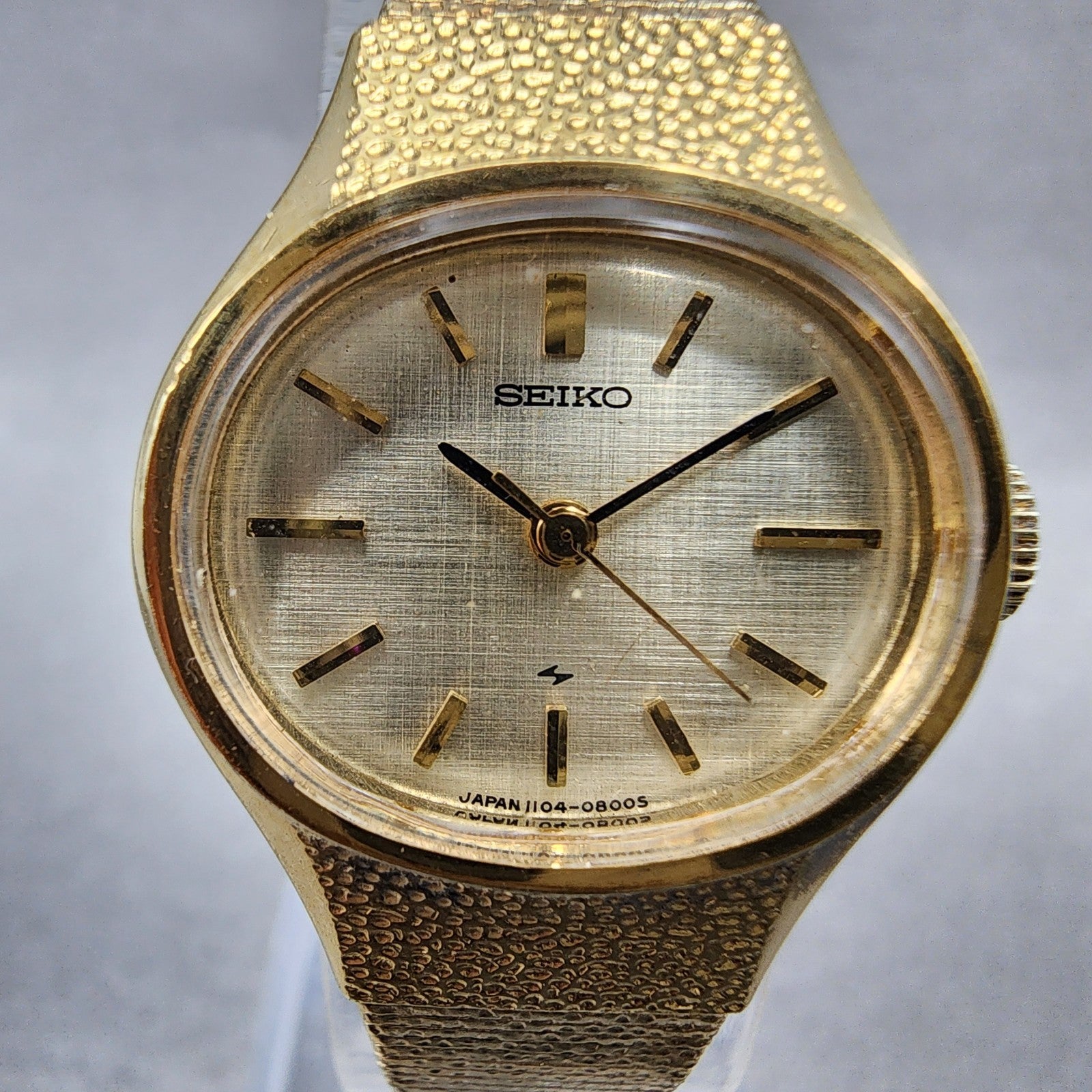 Seiko Watch Women 22mm Champagne Dial Gold Tone Oval Manual 11047140 Runs1