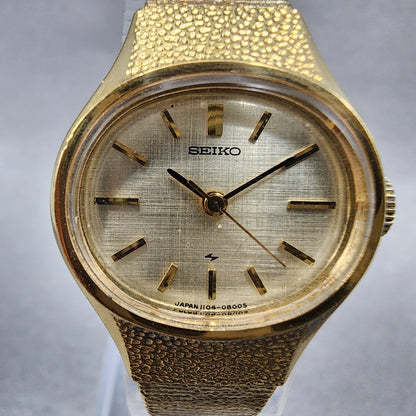 Seiko Watch Women 22mm Champagne Dial Gold Tone Oval Manual 11047140 Runs1