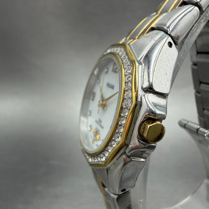 Seiko Pulsar Watch Women 27mm MOP Dial Two Tone Date VX82-X486 New Battery2