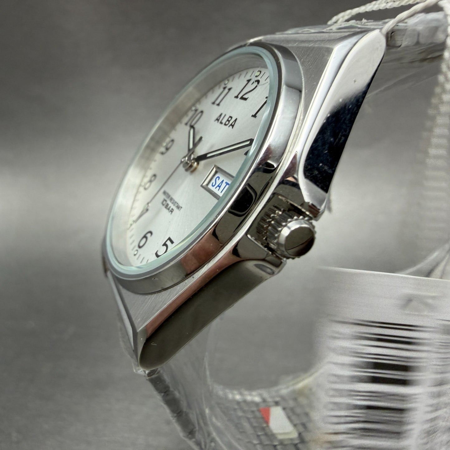 Seiko Alba Watch Men 35mm Silver Dial Silver Tone Daydate 7N43-K001 New Battery2