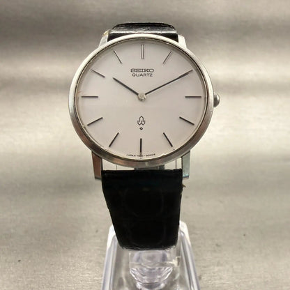 Seiko Watch Men 33mm White Dial Silver Tone Round 7820-9000 New Battery VTG5