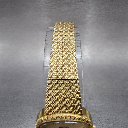 Seiko watch Women 20mm Champagne Dial Gold Tone Rectangle 12215340 New Battery4
