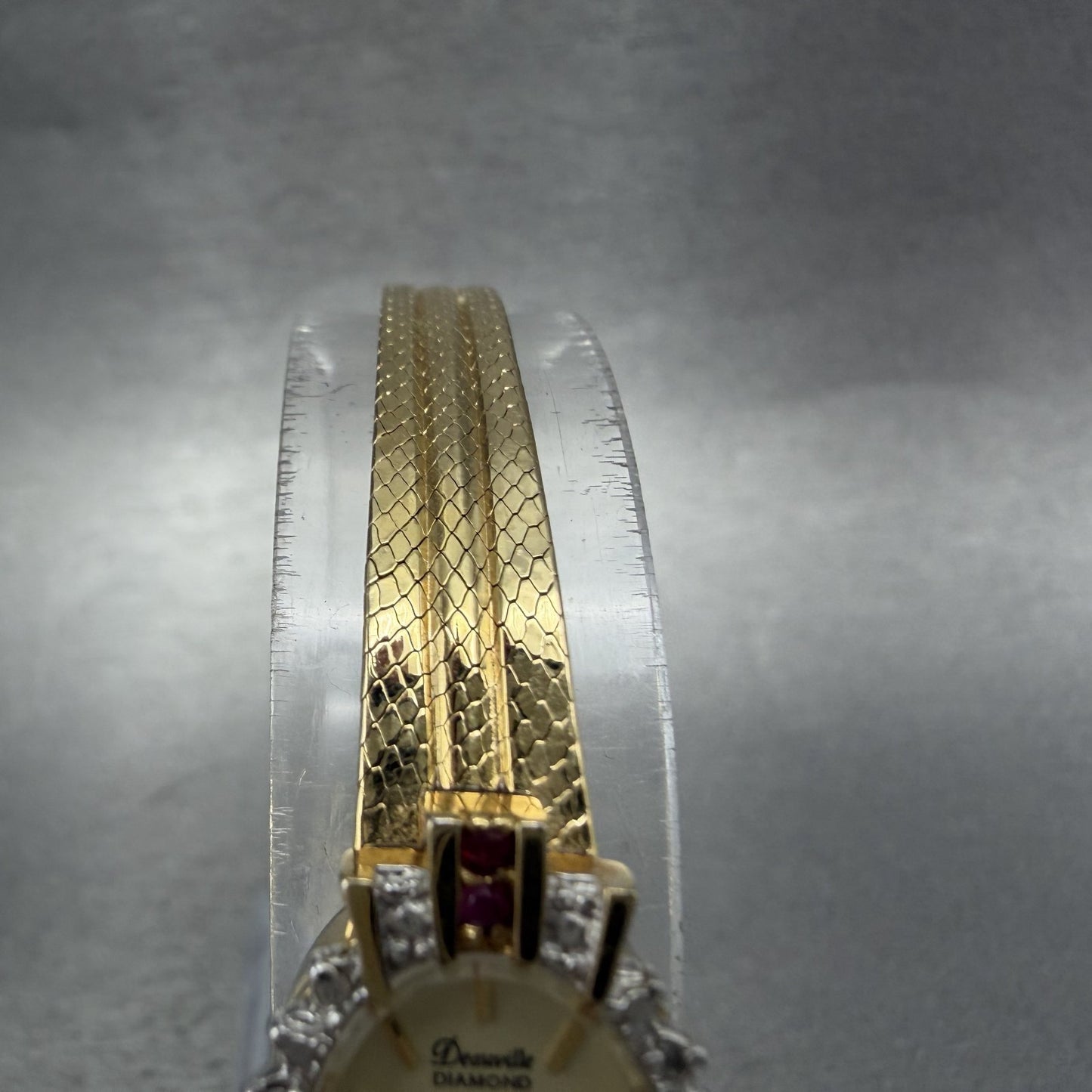 Armitron Deauville Diamond Watch Women 15mm Gold Dial Gold Ruby Oval New Battery4