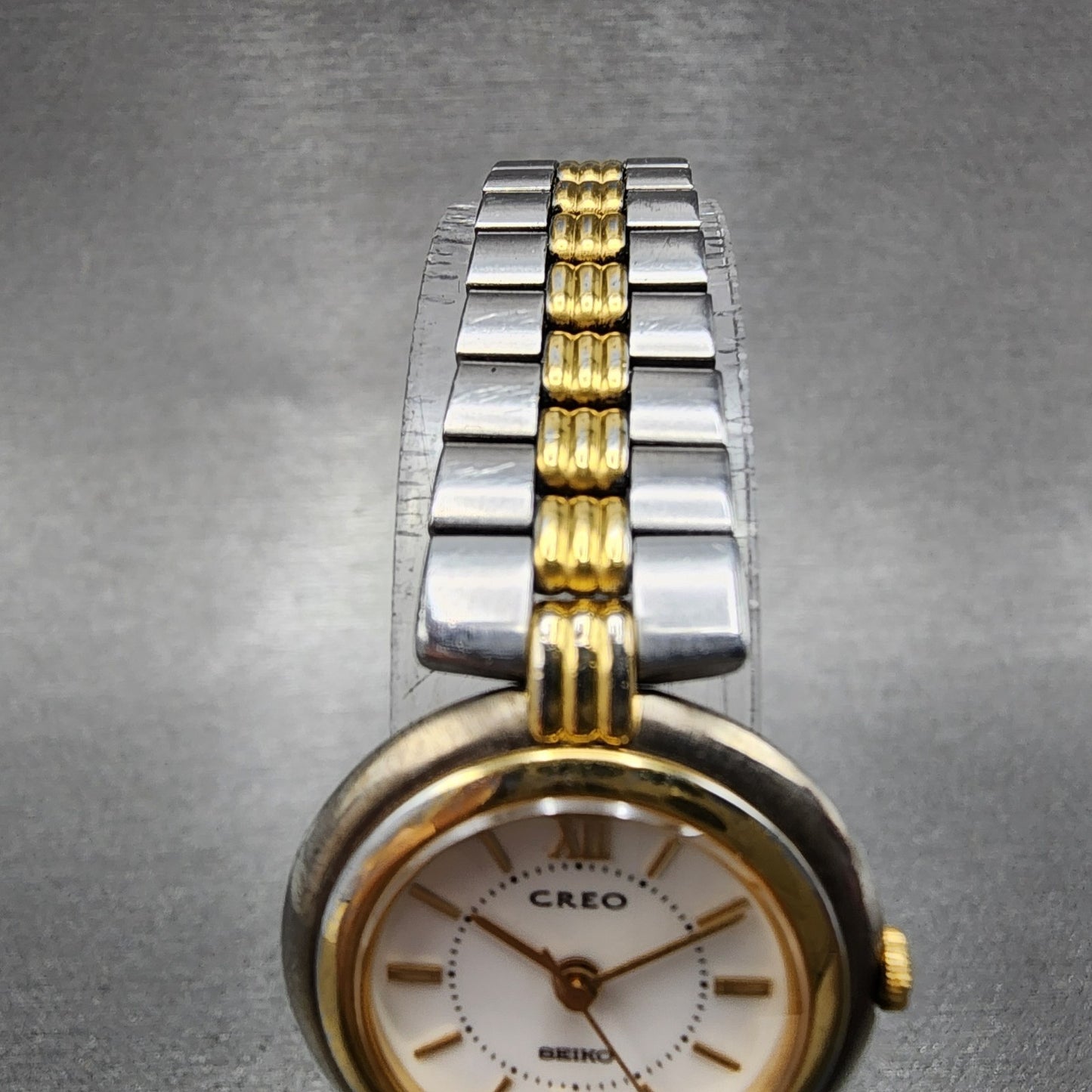 Seiko Creo Watch Women 23mm White Dial Two Tone 4n210140 New Battery4