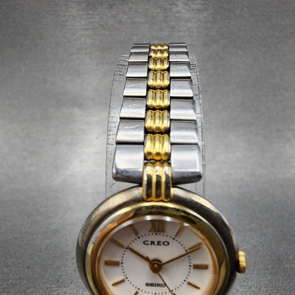 Seiko Creo Watch Women 23mm White Dial Two Tone 4n210140 New Battery4