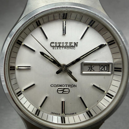 Citizen Electronic Cosmotron Watch Men 38mm Silver Dal Steel Daydate New Battery1