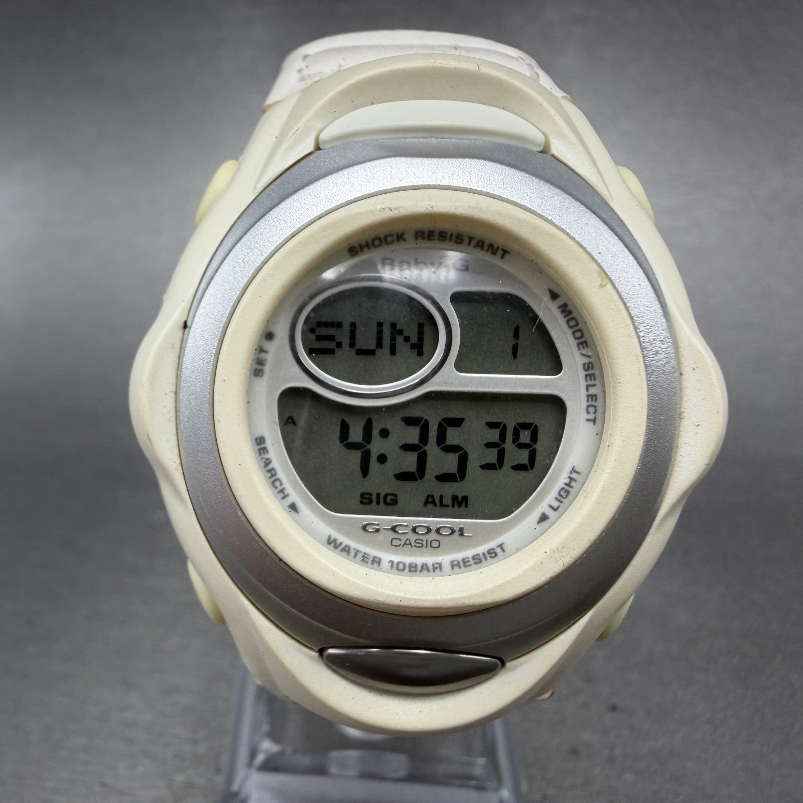 Casio Baby-G BGC-100 Watch Women 38mm Digital White Tone Round New Battery ABC0