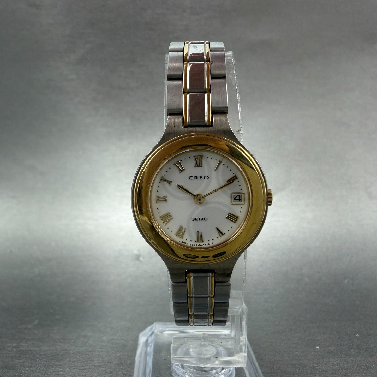 Seiko Creo Watch Women 24mm White Dial Two Tone Date 3E29-0A70 New Battery5