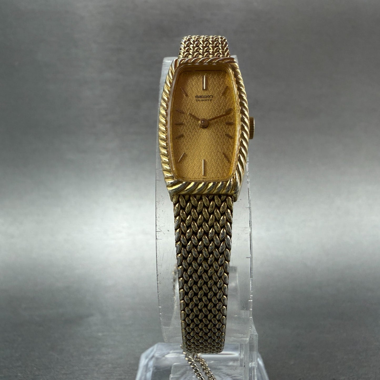 Seiko Tank Watch Women 14mm Champagne Dial Gold Tone 1320-5959 New Battery VTG5