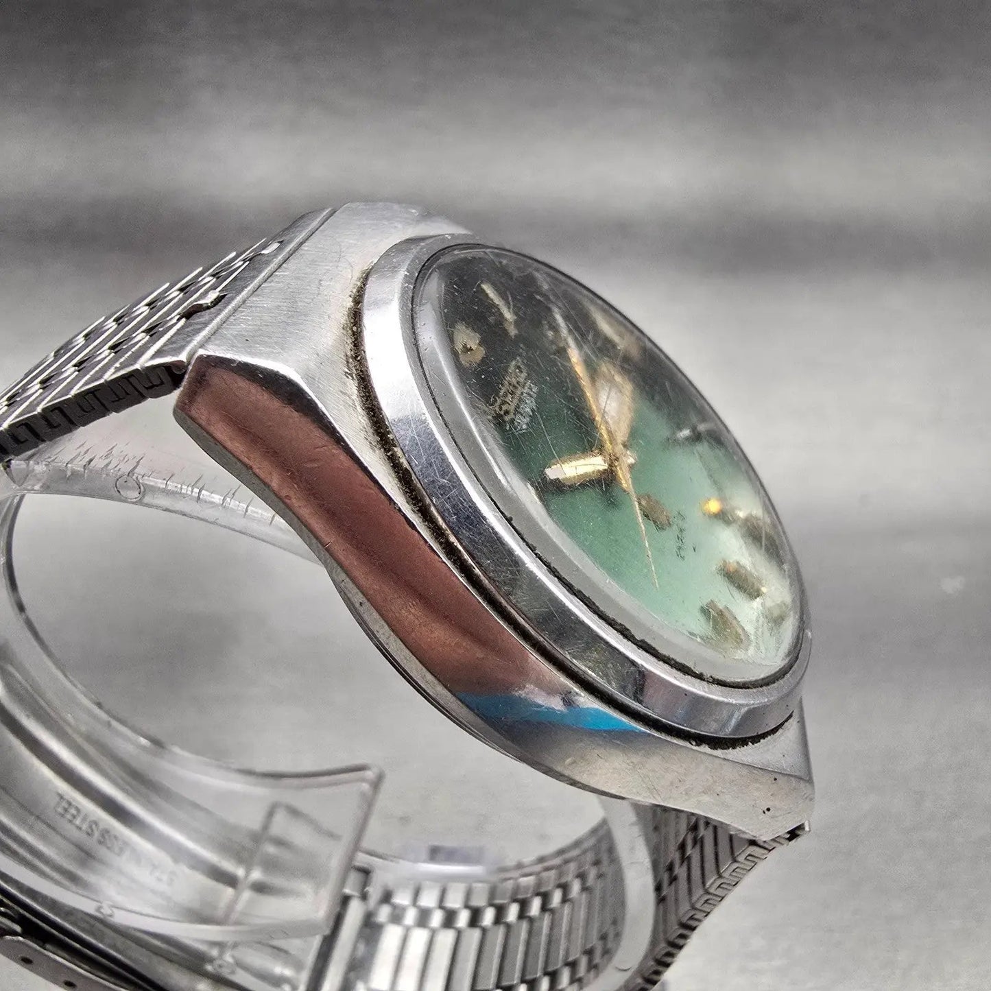 Seiko Type II Watch Men 37mm Green Dial Silver Tone Daydate 4623-8030 New Batt3