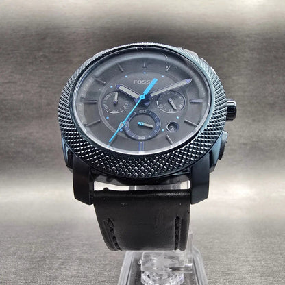 Fossil Machine Chronograph Watch Men 45mm Black Dial Black Tone FS5361 New Batt6