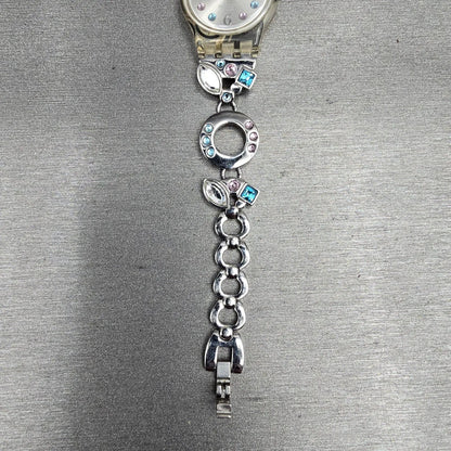 Swatch Menthol Tone Watch Women 25mm Silver Dial Clear Case LK292G New Battery 53
