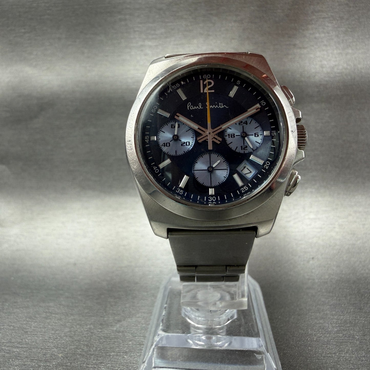 Paul Smith Chronograph Watch Women 34mm Blue Dial Steel Date Round New Battery5