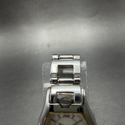Trussardi Dual Time Watch Women 20mm White Dial Silver Tone Rectangle New Batt4