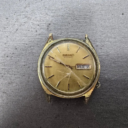 Seiko Automatic Watch Men 35mm Gold Dial Gold Tone Daydate 6309-7159 PARTS0