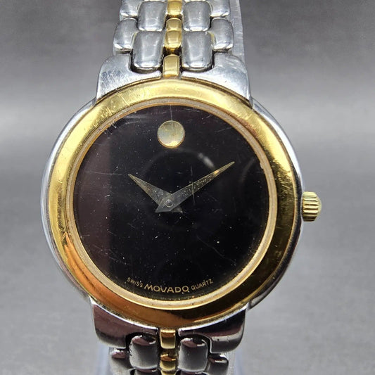 Movado Museum Watch Women 26mm Black Dial Two Tone Round 81.A1.883 New Battery0