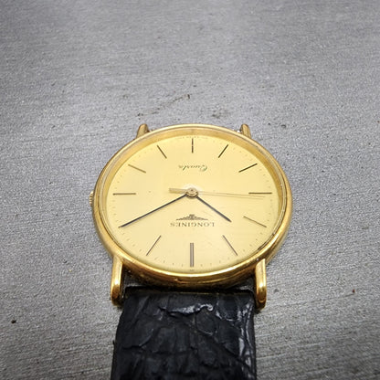 Longines Watch Men 32mm Gold Dial Gold Tone Round 6407 977 VTG PARTS6