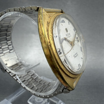 Waltham Newport Automatic Watch Men 35mm White Dial Gold Tone Date Round Runs3