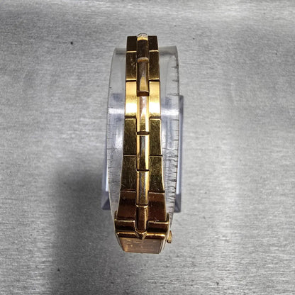 Seiko Tank Watch Women 13mm Gold Dial Gold Tone Rectangle 2E20-7479 New Battery54