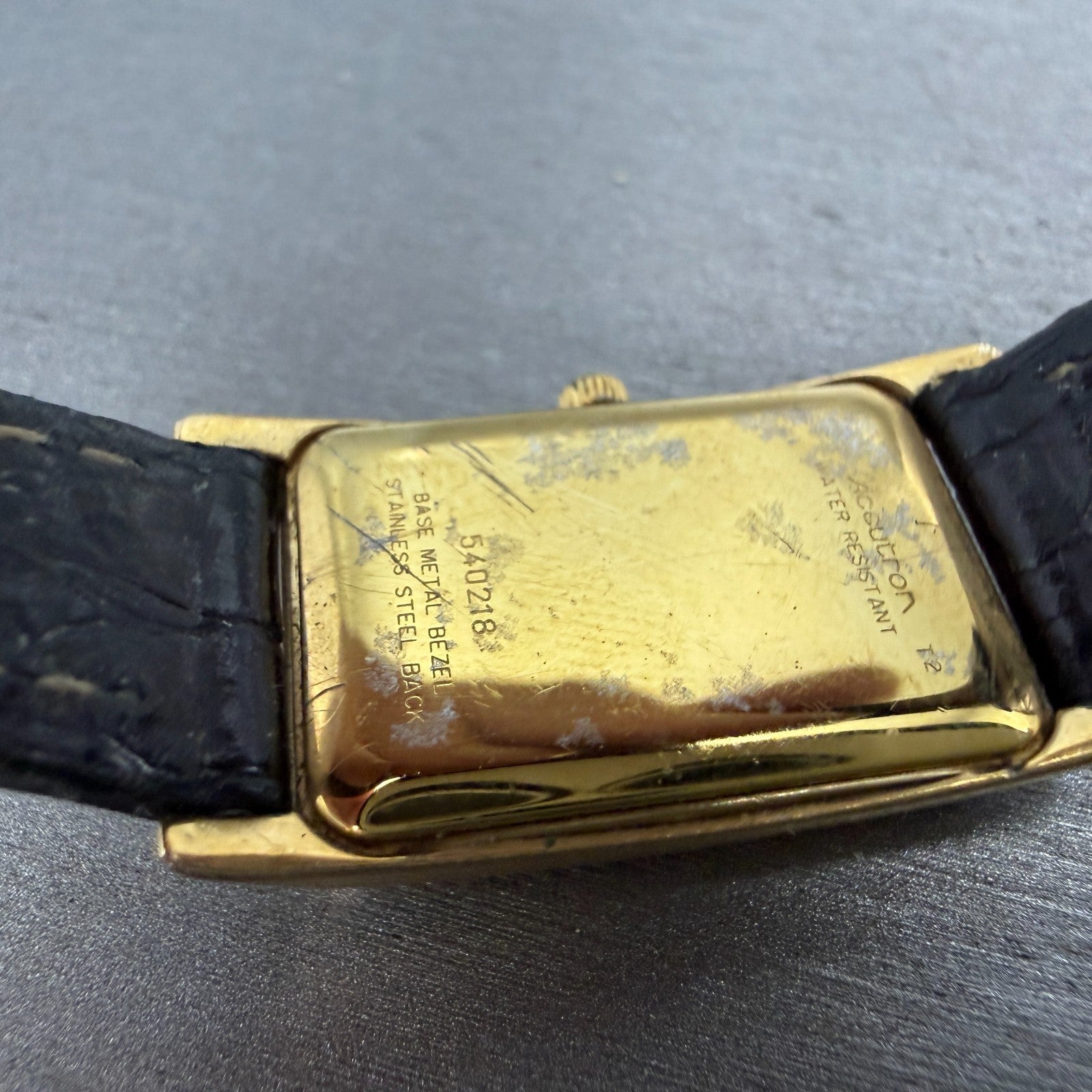 Bulova Accutron Tank Watch Women 18mm Champagne Dial Gold Tone 27A02 New Battery9