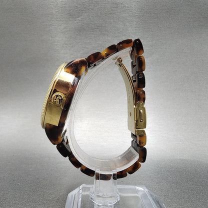 Michael Kors Jet Set Watch Women 37mm Brown MOP Dial Tortoise MK5038 New Batt6