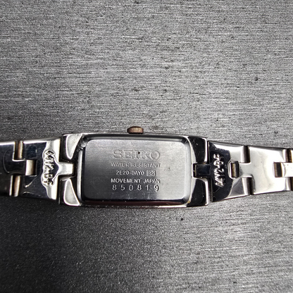 Seiko Tank Watch Women 13mm White Dial Two Tone Rectangle 2E20-0AY0 New Battery10