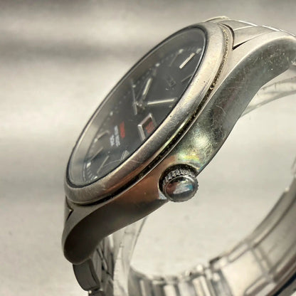Seiko Titanium Watch Men 36mm Black Dial Gray Daydate Round 7N43-9050 New Batt2