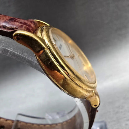 Seiko Watch Women 25mm White Dial Gold Tone Round V701-1930 New Battery VTG JP3