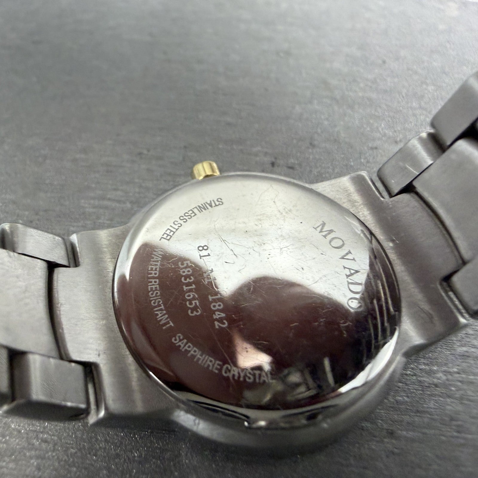 Movado Museum Watch Women 25mm Black Dial Two Tone Round 81 A1 1842 New BatteryA9