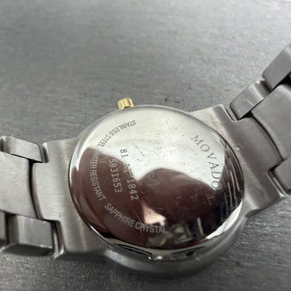 Movado Museum Watch Women 25mm Black Dial Two Tone Round 81 A1 1842 New BatteryA9