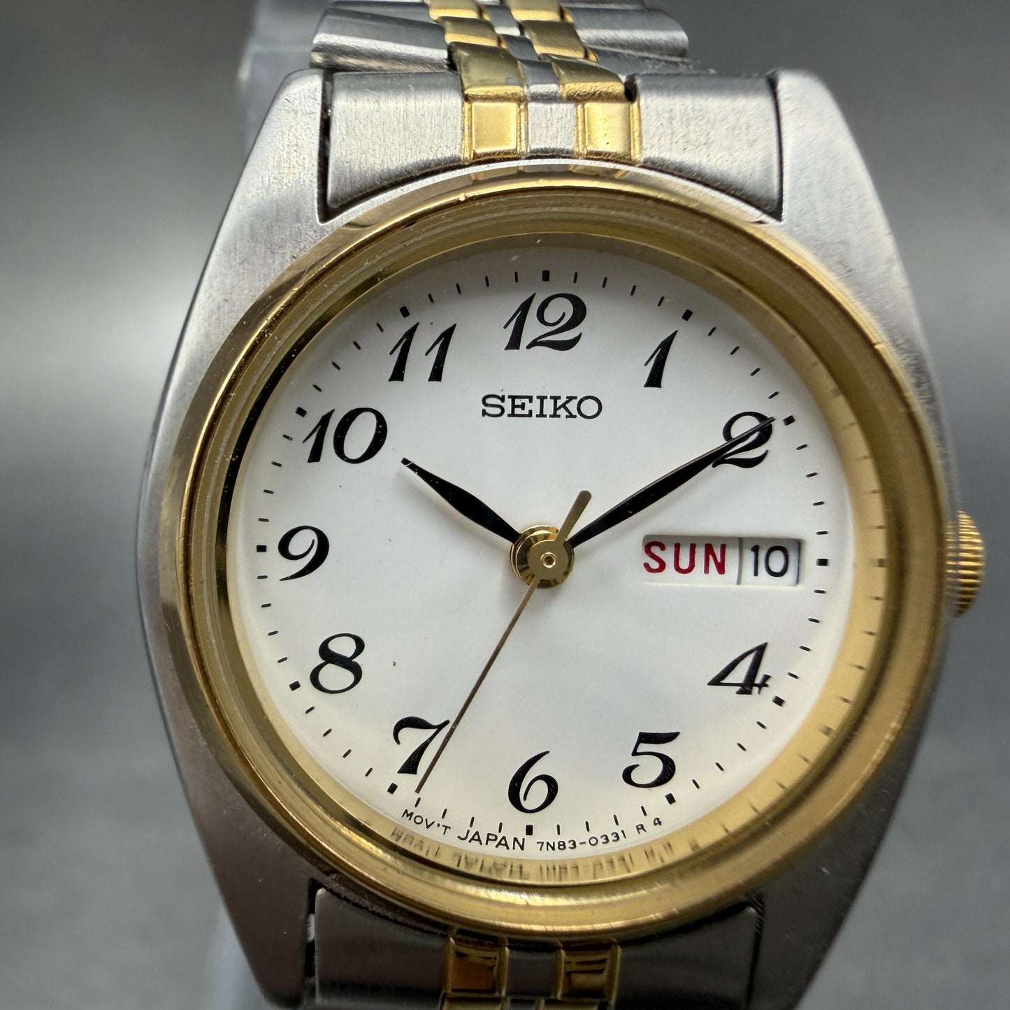 Seiko Watch Women 23mm White Dial Two Tone Daydate 7n83-0011 New Battery BW121