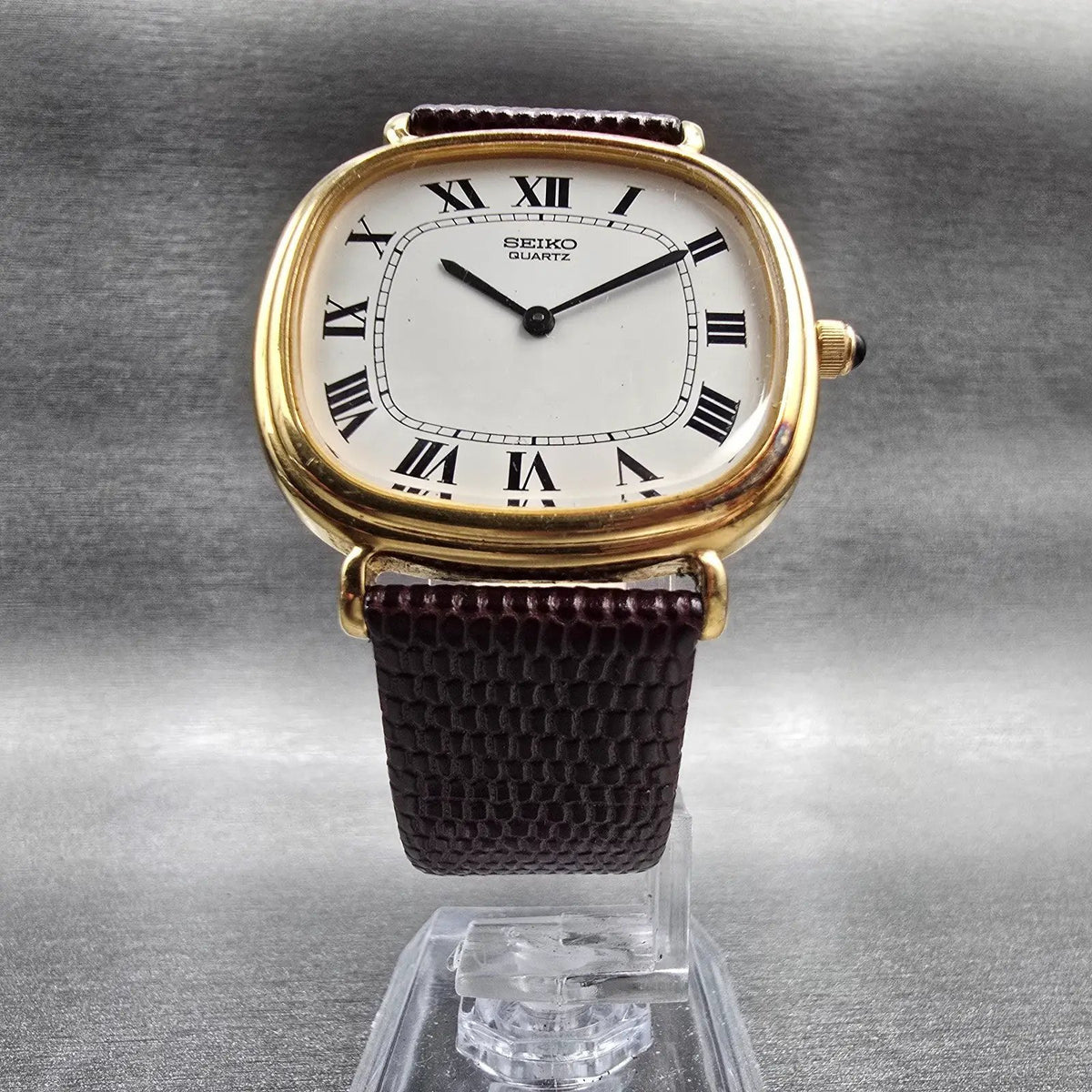 Seiko Tank Watch Men 34mm White Dial Gold Tone Rectangle 7800-5119 New Battery5