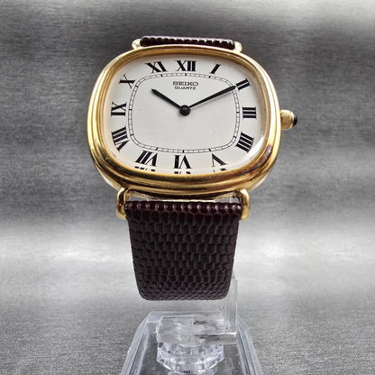 Seiko Tank Watch Men 34mm White Dial Gold Tone Rectangle 7800-5119 New Battery5